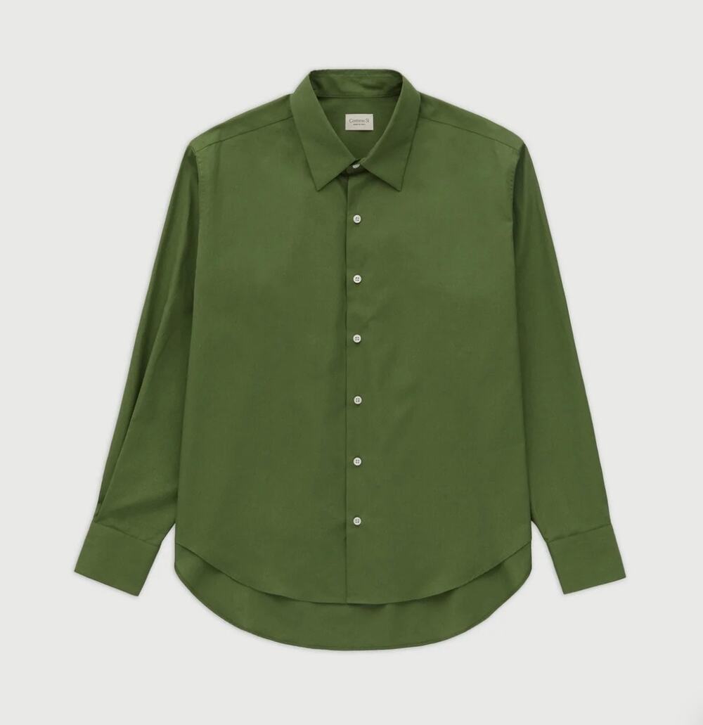 Comme Si La Shirt Classica Poplin Cotton Button Down Olive Green Small